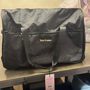 Juicy Couture Black Logo-Print Duffel with Gold Accents